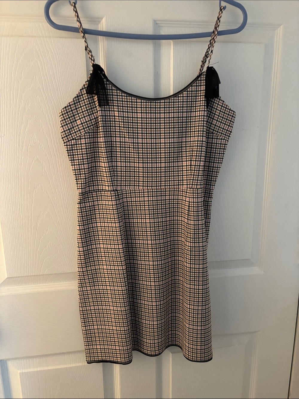 Brandy Melville Black & White Plaid Spaghetti Strap Mini Dress